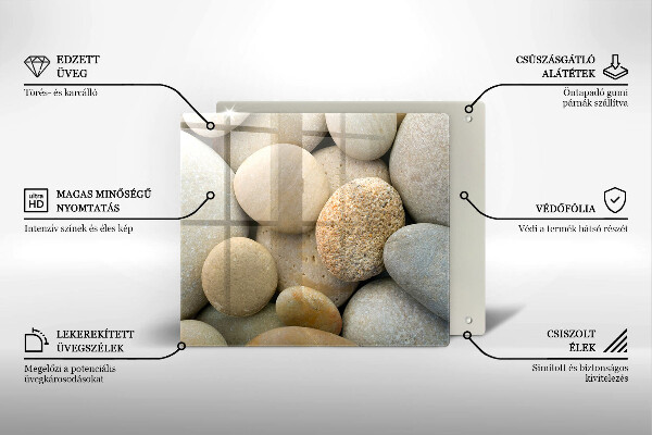 Glas Herdabdeckplatte Muster aus ovalen Steinen