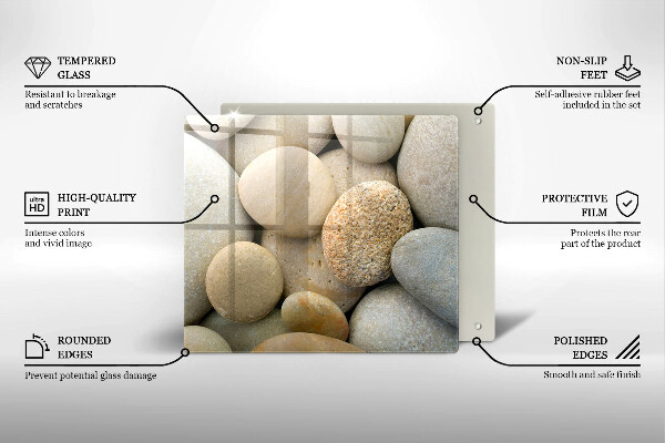 Glas Herdabdeckplatte Muster aus ovalen Steinen