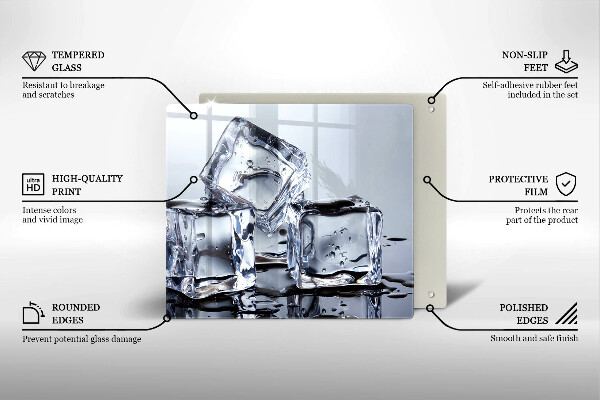 Glas Herdabdeckplatte Eiswürfel