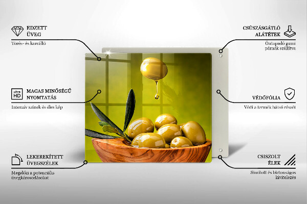 Glas Herdabdeckplatte Leckere Oliven