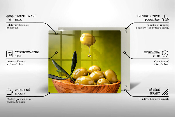 Glas Herdabdeckplatte Leckere Oliven