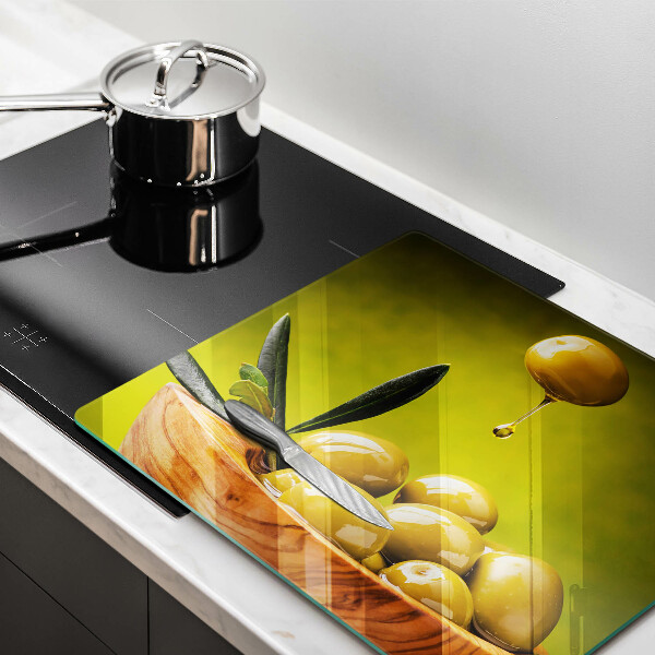 Glas Herdabdeckplatte Leckere Oliven