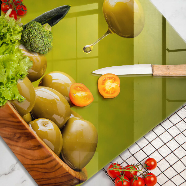 Glas Herdabdeckplatte Leckere Oliven