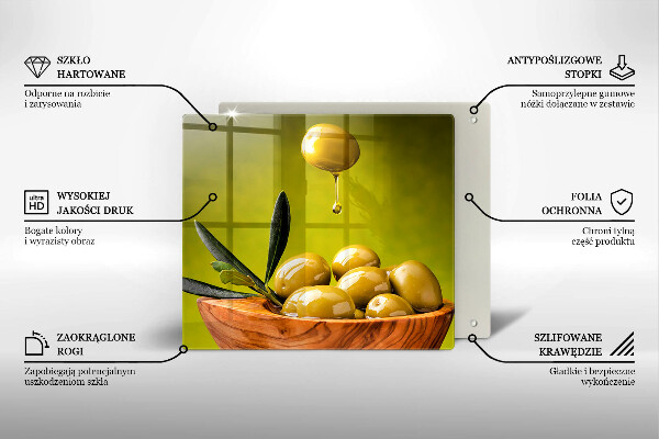 Glas Herdabdeckplatte Leckere Oliven