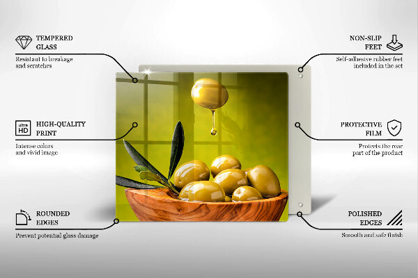 Glas Herdabdeckplatte Leckere Oliven