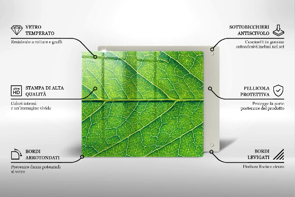 Glas Herdabdeckplatte Naturblattadern