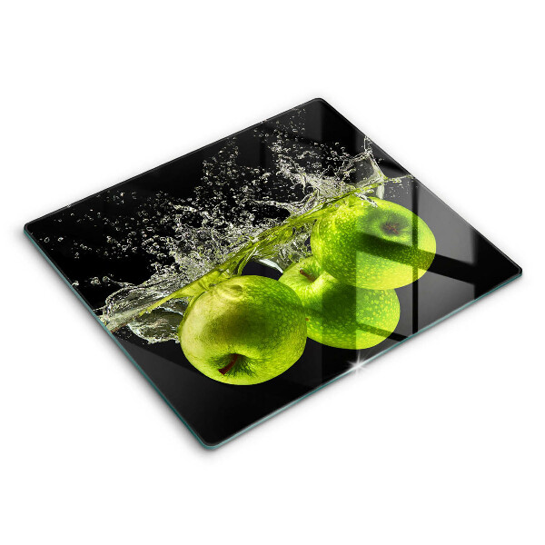 Glas Herdabdeckplatte Grüne Äpfel und Wasser