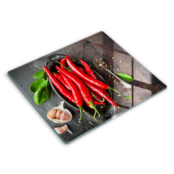 Glas Herdabdeckplatte Rote Chilischoten