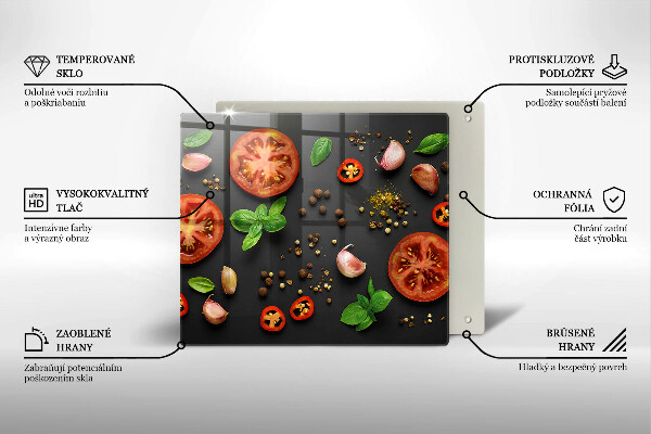 Glas Herdabdeckplatte Tomaten und Gewürze