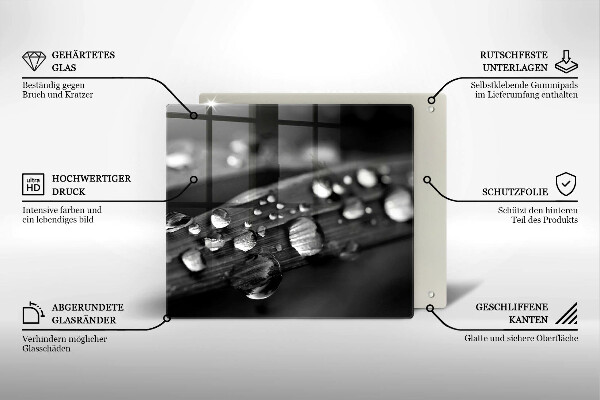 Glas Ceranfeldabdeckung Tautropfen auf den Blättern