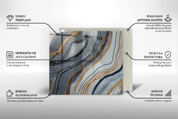 Glas Ceranfeldabdeckung Rock mit Gold