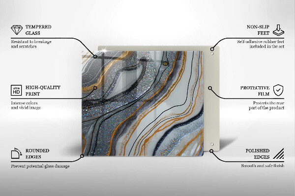 Glas Ceranfeldabdeckung Rock mit Gold