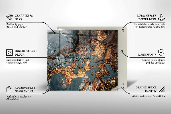 Glas Ceranfeldabdeckung Goldene Felsstruktur