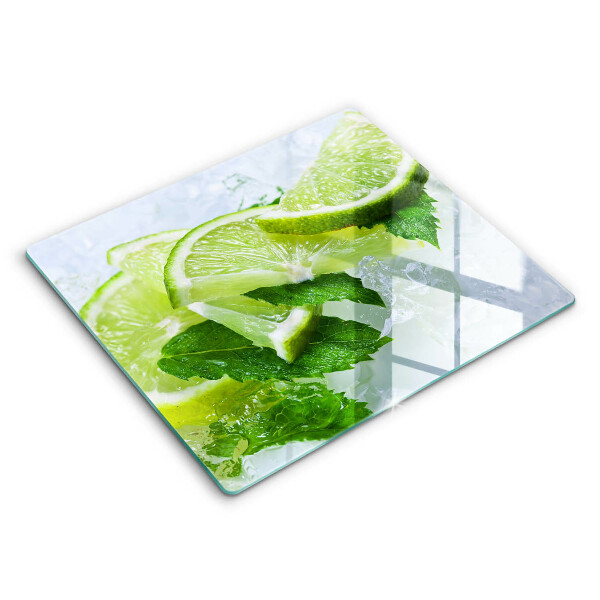 Glas Herdabdeckplatte Limette Minze und Eis