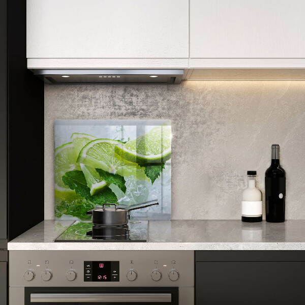 Glas Herdabdeckplatte Limette Minze und Eis