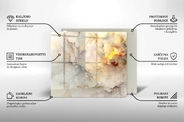 Glas Ceranfeldabdeckung Marmorstruktur mit Gold