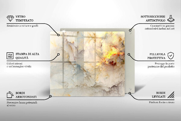 Glas Ceranfeldabdeckung Marmorstruktur mit Gold