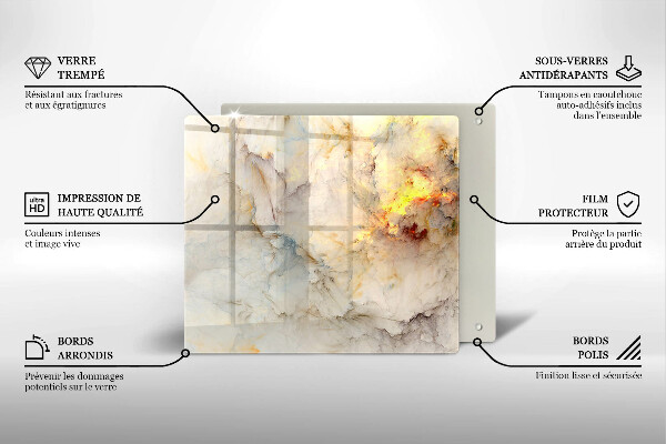 Glas Ceranfeldabdeckung Marmorstruktur mit Gold