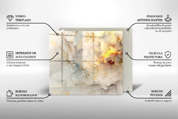 Glas Ceranfeldabdeckung Marmorstruktur mit Gold