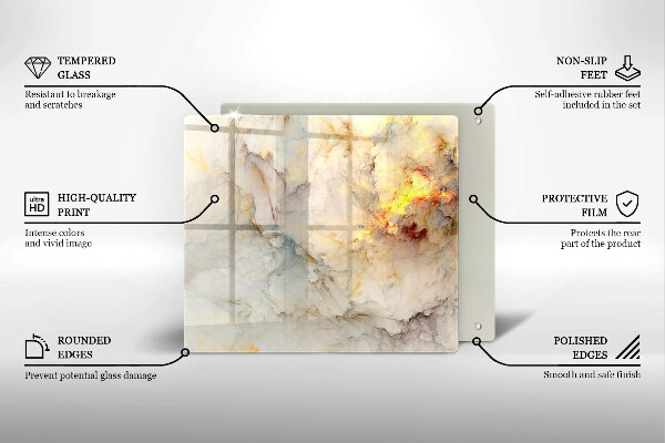 Glas Ceranfeldabdeckung Marmorstruktur mit Gold