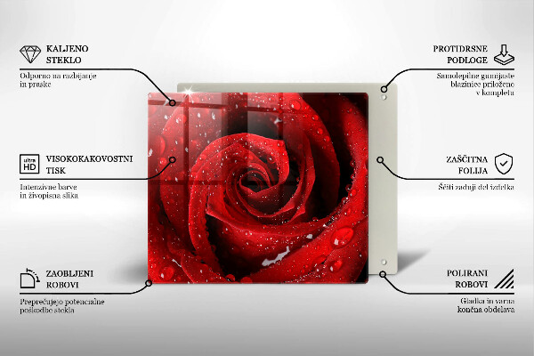 Glas Herdabdeckplatte Rosenblütenblätter
