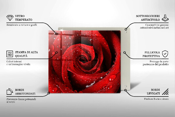 Glas Herdabdeckplatte Rosenblütenblätter
