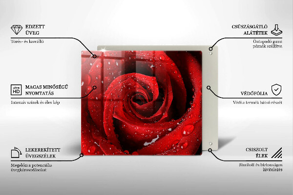 Glas Herdabdeckplatte Rosenblütenblätter