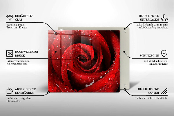 Glas Herdabdeckplatte Rosenblütenblätter