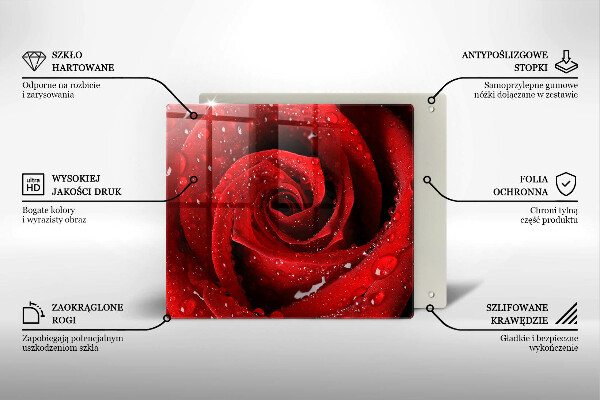 Glas Herdabdeckplatte Rosenblütenblätter
