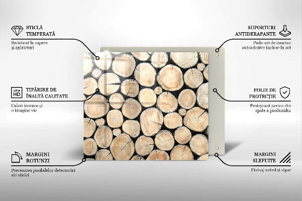 Glas Herdabdeckplatte Baumstämme aus Holz