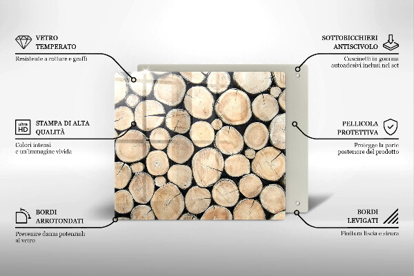 Glas Herdabdeckplatte Baumstämme aus Holz
