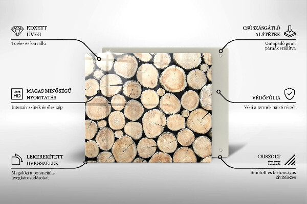 Glas Herdabdeckplatte Baumstämme aus Holz