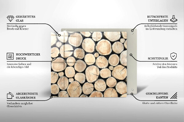 Glas Herdabdeckplatte Baumstämme aus Holz