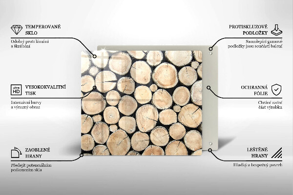 Glas Herdabdeckplatte Baumstämme aus Holz