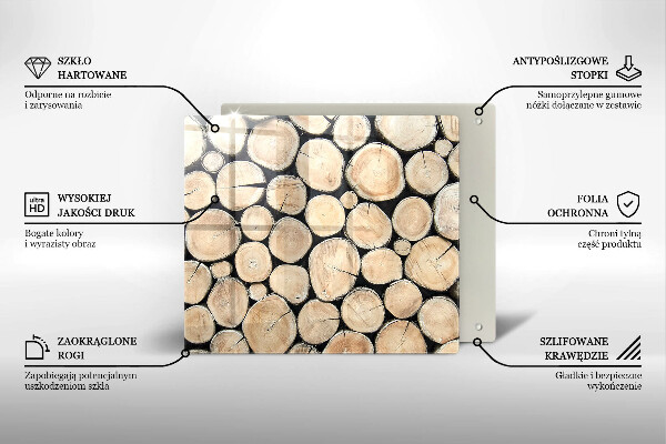 Glas Herdabdeckplatte Baumstämme aus Holz