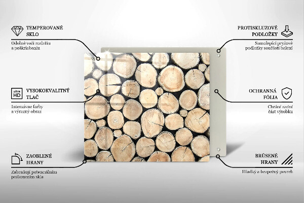 Glas Herdabdeckplatte Baumstämme aus Holz