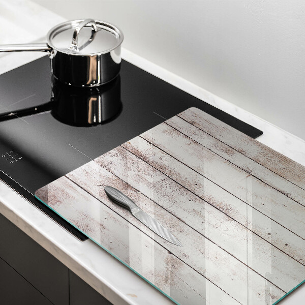 Glas Herdabdeckplatte Alte Holzbretter