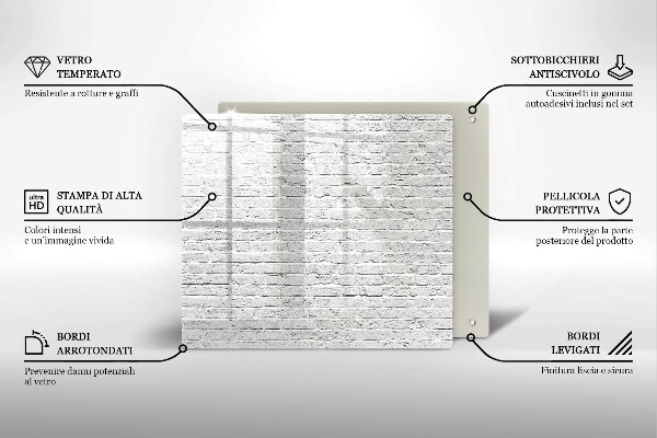 Glas Herdabdeckplatte Backsteinmauer