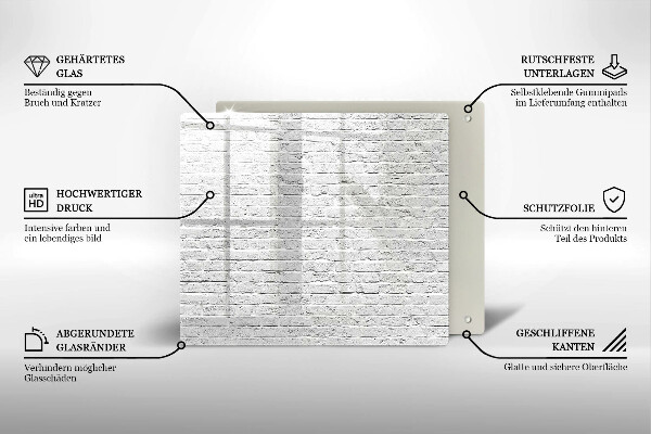 Glas Herdabdeckplatte Backsteinmauer