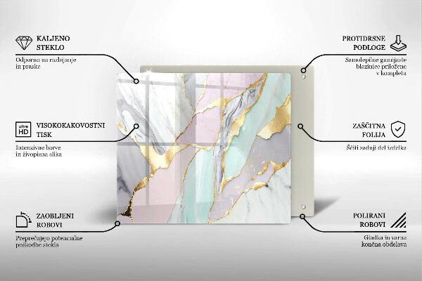 Glas Ceranfeldabdeckung Pastellmarmor