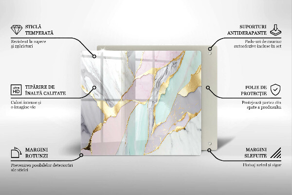 Glas Ceranfeldabdeckung Pastellmarmor