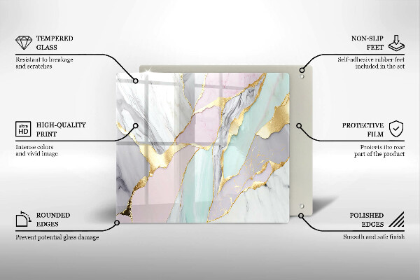 Glas Ceranfeldabdeckung Pastellmarmor