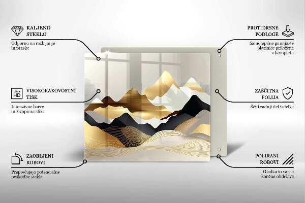 Glas Ceranfeldabdeckung Abstrakte goldene Berge