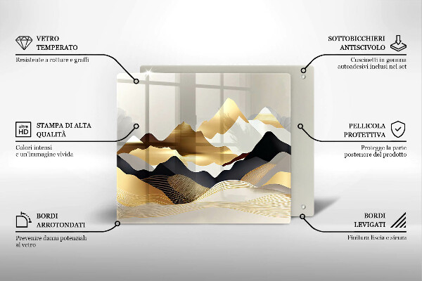 Glas Ceranfeldabdeckung Abstrakte goldene Berge