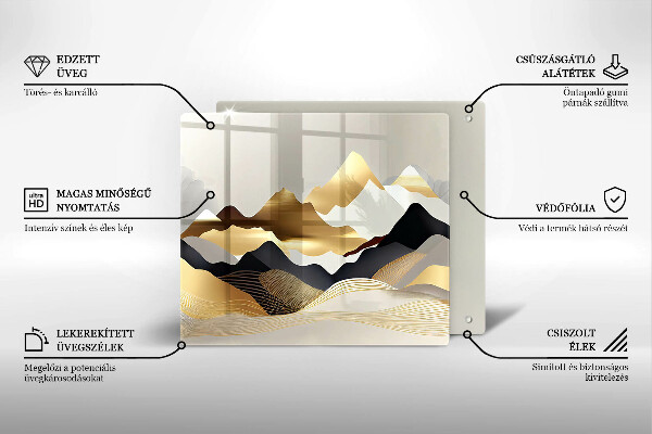 Glas Ceranfeldabdeckung Abstrakte goldene Berge