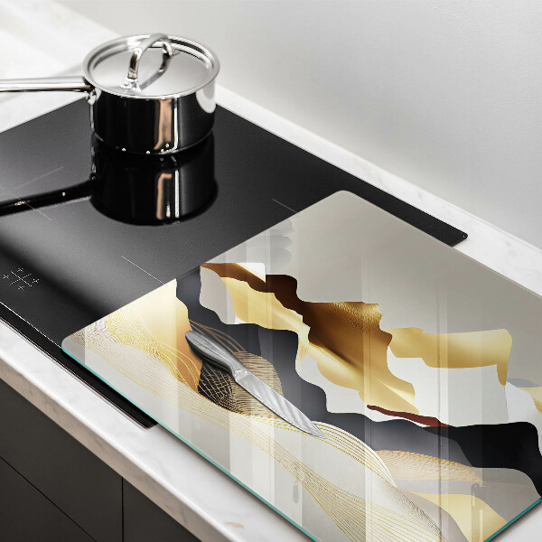 Glas Ceranfeldabdeckung Abstrakte goldene Berge