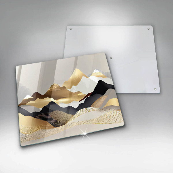 Glas Ceranfeldabdeckung Abstrakte goldene Berge