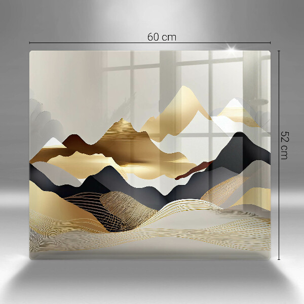 Glas Ceranfeldabdeckung Abstrakte goldene Berge