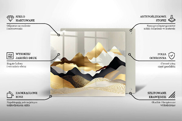 Glas Ceranfeldabdeckung Abstrakte goldene Berge