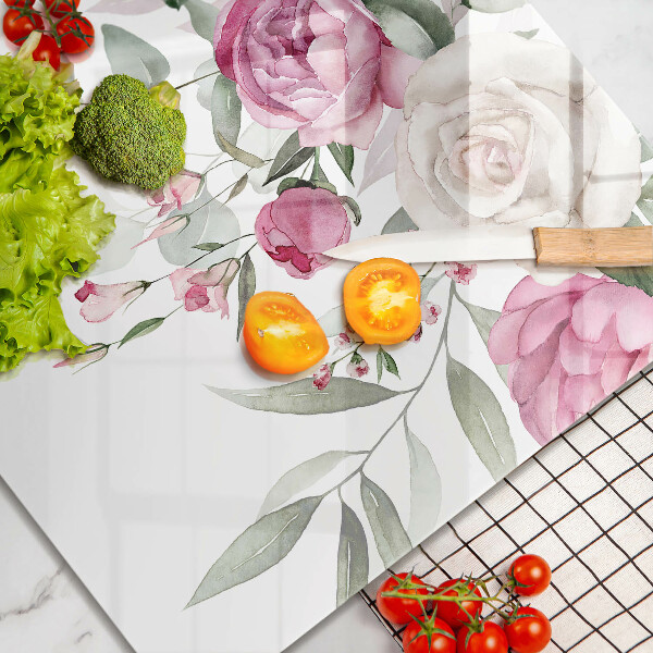 Glas Ceranfeldabdeckung Aquarellrosen